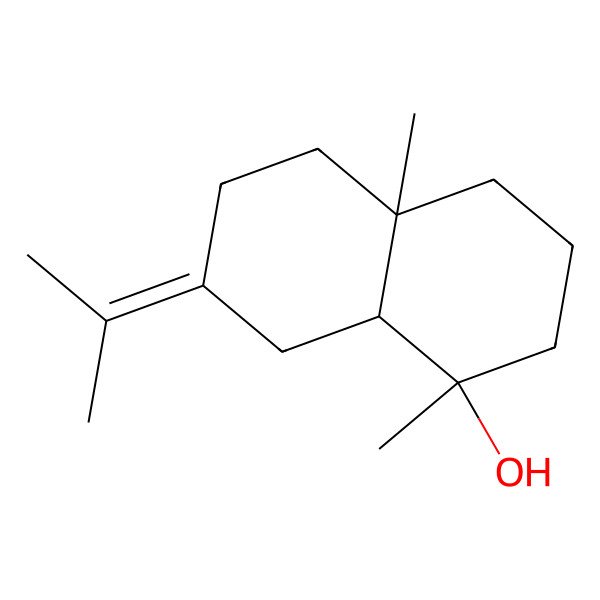 2D Structure of (1R,4aR,8aR)-1,4a-dimethyl-7-propan-2-ylidene-3,4,5,6,8,8a-hexahydro-2H-naphthalen-1-ol