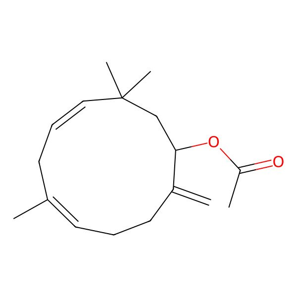 2D Structure of [(1R,4E,7E)-3,3,7-trimethyl-11-methylidenecycloundeca-4,7-dien-1-yl] acetate