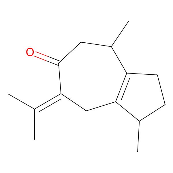 2D Structure of (1R,4R)-1,4-dimethyl-7-propan-2-ylidene-1,2,3,4,5,8-hexahydroazulen-6-one