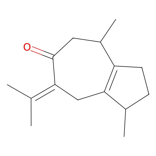 2D Structure of (1R,4R)-1,4-dimethyl-7-propan-2-ylidene-1,2,3,4,5,8-hexahydroazulen-6-one 2D Structure of (1R,4R)-1,4-dimethyl-7-propan-2-ylidene-1,2,3,4,5,8-hexahydroazulen-6-one
