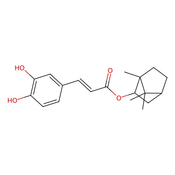 2D Structure of [(1R,2S,4R)-1,7,7-trimethyl-2-bicyclo[2.2.1]heptanyl] (E)-3-(3,4-dihydroxyphenyl)prop-2-enoate