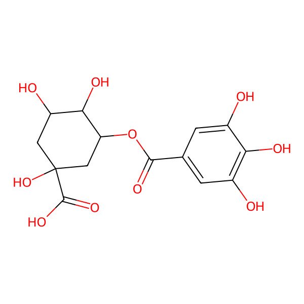 2D Structure of (1R,4S)-1,3,4-trihydroxy-5-(3,4,5-trihydroxybenzoyl)oxy-cyclohexanecarboxylic acid