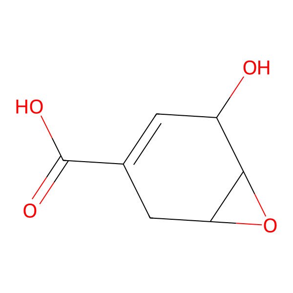 2D Structure of (1R,5S,6S)-5-hydroxy-7-oxabicyclo[4.1.0]hept-3-ene-3-carboxylic acid
