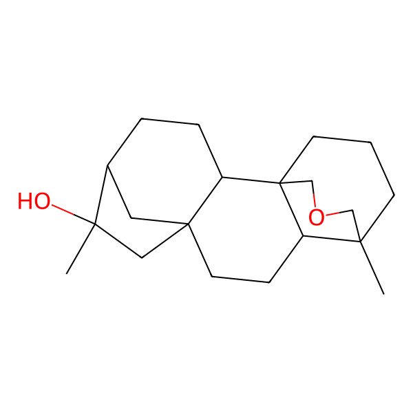 2D Structure of (1R,6R,11R,12R)-6,12-dimethyl-14-oxapentacyclo[10.3.3.15,8.01,11.02,8]nonadecan-6-ol