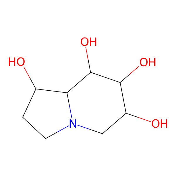 2D Structure of (1R,6R,7S,8S,8aS)-1,2,3,5,6,7,8,8a-octahydroindolizine-1,6,7,8-tetrol