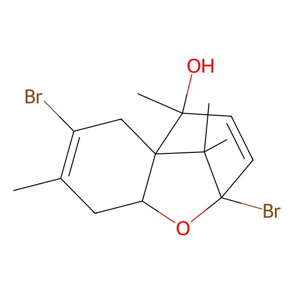 2D Structure of (1R,6S,8R,11R)-3,8-dibromo-4,11,12,12-tetramethyl-7-oxatricyclo[6.3.1.01,6]dodeca-3,9-dien-11-ol