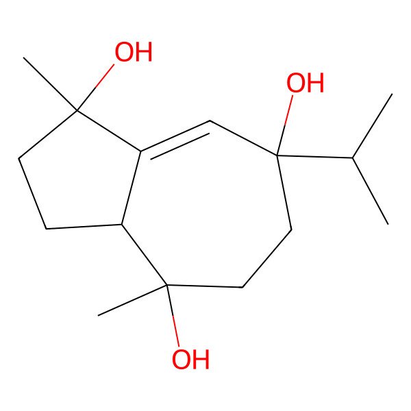 2D Structure of (1S,3aR,4R,7S)-1,4-dimethyl-7-propan-2-yl-3,3a,5,6-tetrahydro-2H-azulene-1,4,7-triol 2D Structure of (1S,3aR,4R,7S)-1,4-dimethyl-7-propan-2-yl-3,3a,5,6-tetrahydro-2H-azulene-1,4,7-triol