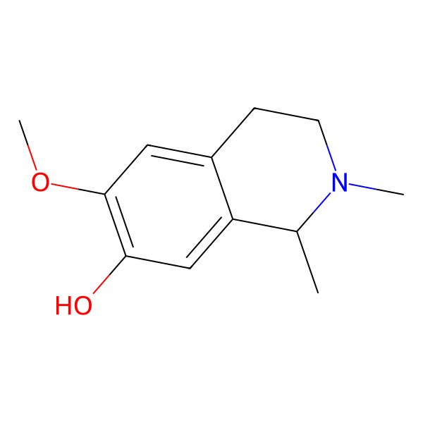 2D Structure of (1S)-6-methoxy-1,2-dimethyl-3,4-dihydro-1H-isoquinolin-7-ol