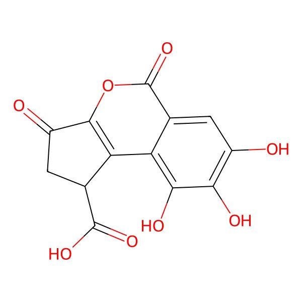 2D Structure of (1S)-7,8,9-trihydroxy-3,5-dioxo-1,2-dihydrocyclopenta[c]isochromene-1-carboxylic acid