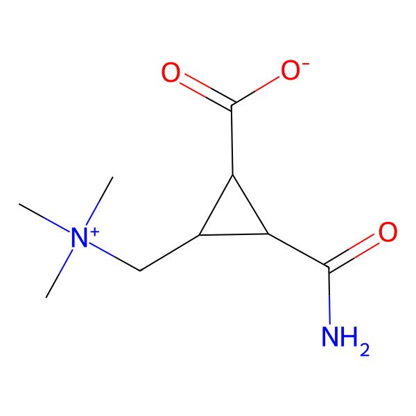 2D Structure of (1S,2R,3R)-2-carbamoyl-3-[(trimethylazaniumyl)methyl]cyclopropane-1-carboxylate
