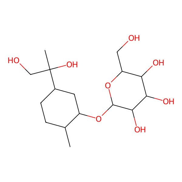 2D Structure of (1S,2R,4R,8R)-2-(beta-D-Glucopyranosyloxy)-p-menthane-8,9-diol