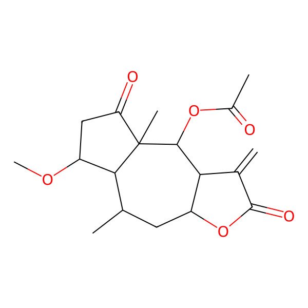 2D Structure of (1S,2R,5R,6S,7R,8S,10R)-6-acetoxy-2-methoxy-4-oxopseudoguai-11(13)-en-12,8-olide