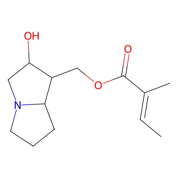 2D Structure of [(1S,2R,8R)-2-hydroxy-2,3,5,6,7,8-hexahydro-1H-pyrrolizin-1-yl]methyl (E)-2-methylbut-2-enoate