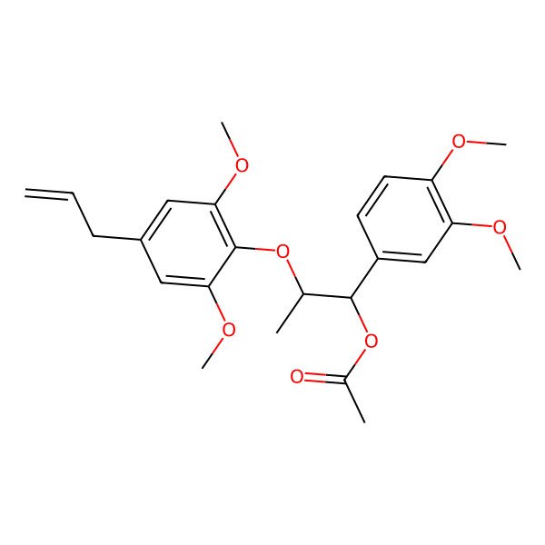 2D Structure of [(1S,2S)-1-(3,4-dimethoxyphenyl)-2-(2,6-dimethoxy-4-prop-2-enylphenoxy)propyl] acetate