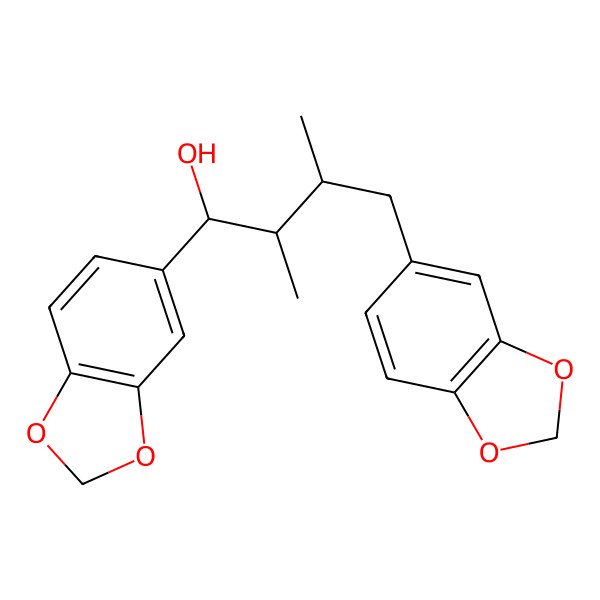 2D Structure of (1S,2S,3R)-1,4-bis(1,3-benzodioxol-5-yl)-2,3-dimethylbutan-1-ol