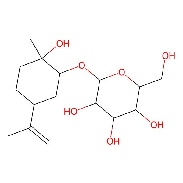 2D Structure of (1S,2S,4R)-2-(beta-D-Glucopyranosyloxy)-p-mentha-8-ene-1-ol