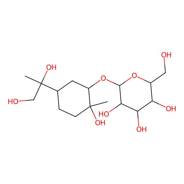 2D Structure of (1S,2S,4R,8R)-2-(beta-D-Glucopyranosyloxy)-p-menthane-1,8,9-triol