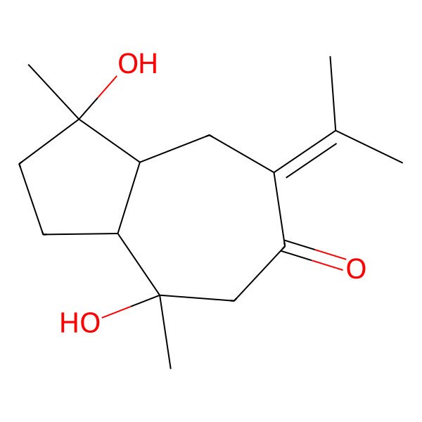 2D Structure of (1S,3abeta,8abeta)-Octahydro-1beta,4beta-dihydroxy-7-isopropylidene-1,4-dimethylazulen-6(5H)-one 2D Structure of (1S,3abeta,8abeta)-Octahydro-1beta,4beta-dihydroxy-7-isopropylidene-1,4-dimethylazulen-6(5H)-one