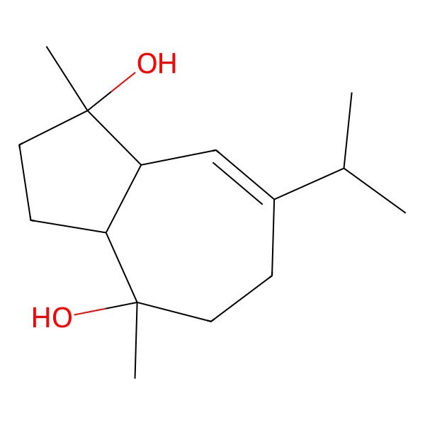 2D Structure of (1S,3aS,4R,8aS)-1,4-dimethyl-7-propan-2-yl-2,3,3a,5,6,8a-hexahydroazulene-1,4-diol