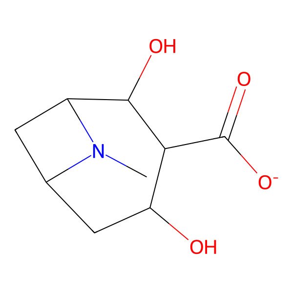 2D Structure of (1S,3R,4R,6R)-2,4-dihydroxy-7-methyl-7-azabicyclo[4.1.1]octane-3-carboxylate