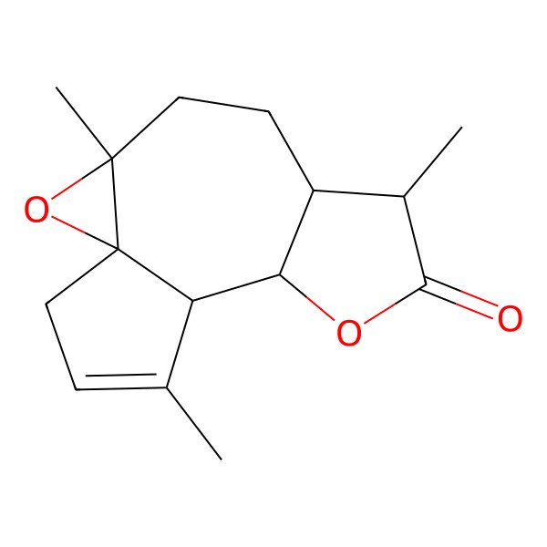 2D Structure of (1S,3R,6S,7S,10S,11R)-3,7,12-trimethyl-2,9-dioxatetracyclo[9.3.0.01,3.06,10]tetradec-12-en-8-one