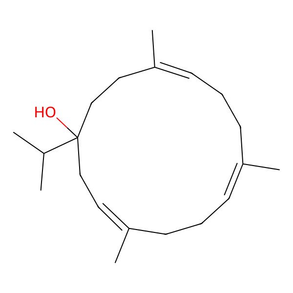2D Structure of (1S,3Z,7E,11Z)-1-isopropyl-4,8,12-trimethyl-cyclotetradeca-3,7,11-trien-1-ol