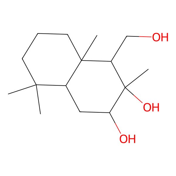 2D Structure of (1S,4aalpha)-1beta-(Hydroxymethyl)-2,5,5,8abeta-tetramethyldecahydronaphthalene-2beta,3alpha-diol