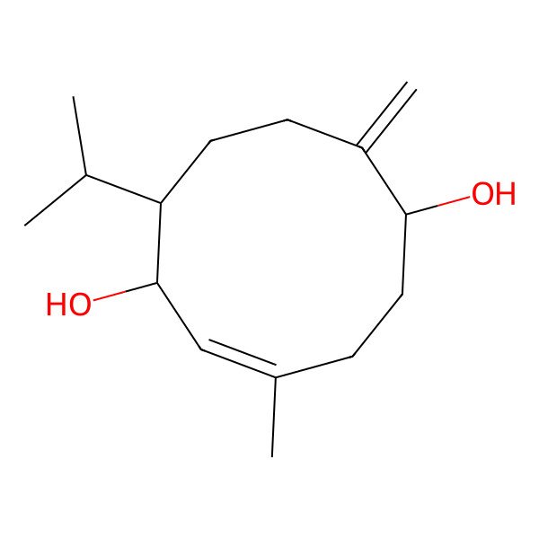 2D Structure of (1S,4E,6R,7S)-4-Methyl-7-isopropyl-10-methylene-4-cyclodecene-1,6-diol