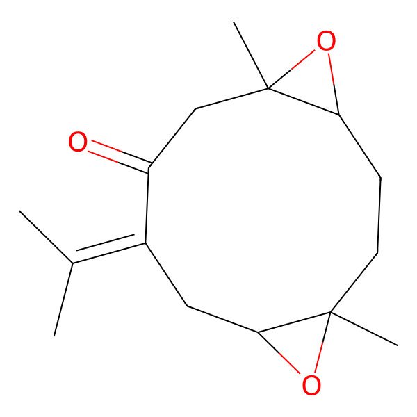 2D Structure of (1S,4S,6S,11S)-1,6-dimethyl-9-propan-2-ylidene-5,12-dioxatricyclo[9.1.0.04,6]dodecan-8-one