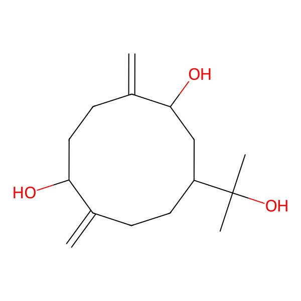 2D Structure of (1S,5S,9R)-9-(2-hydroxypropan-2-yl)-2,6-dimethylidenecyclodecane-1,5-diol