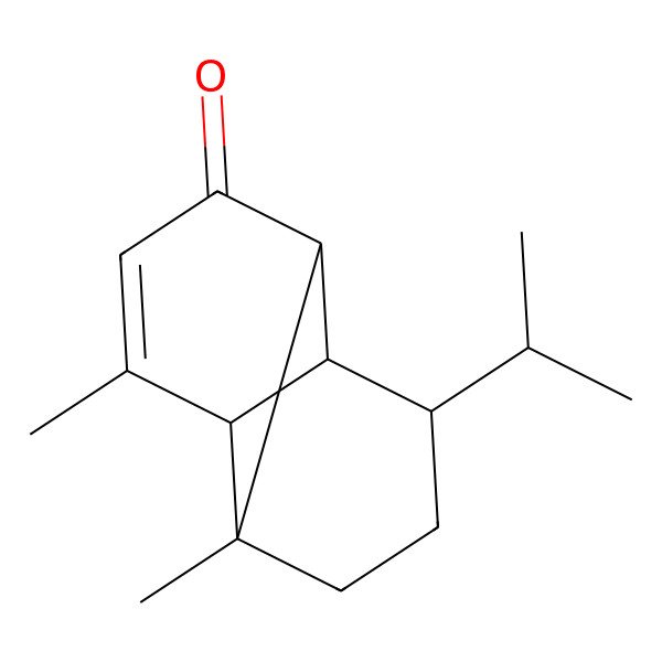 2D Structure of (1S,6S,8S)-1,5-dimethyl-8-propan-2-yltricyclo[4.4.0.02,7]dec-4-en-3-one