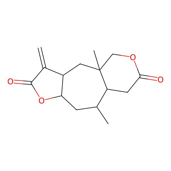 2D Structure of (1S,7S,9R,10S)-1,9-Dimethyl-4-methylidene-6,13-dioxatricyclo[8.4.0.03,7]tetradecane-5,12-dione