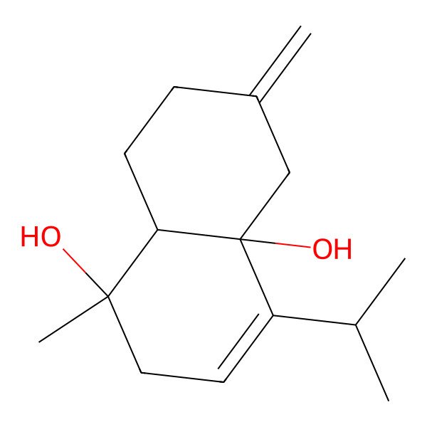 2D Structure of (1S,8aR)-1-methyl-6-methylidene-4-propan-2-yl-5,7,8,8a-tetrahydro-2H-naphthalene-1,4a-diol