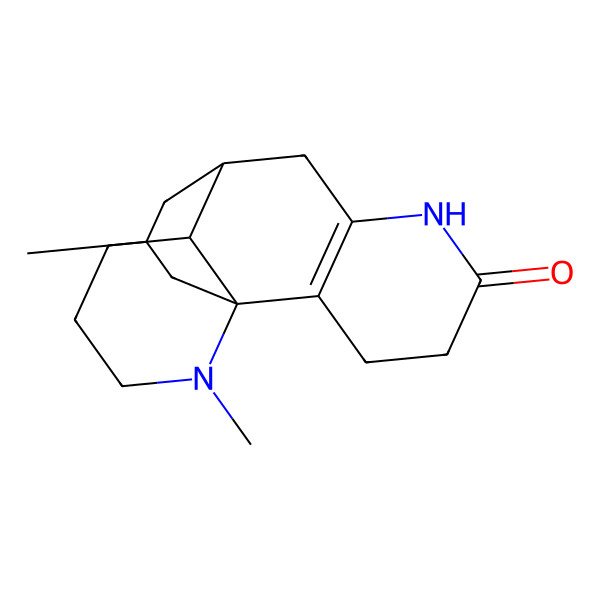2D Structure of (1S,9R,10R,16R)-14,16-dimethyl-6,14-diazatetracyclo[7.5.3.01,10.02,7]heptadec-2(7)-en-5-one