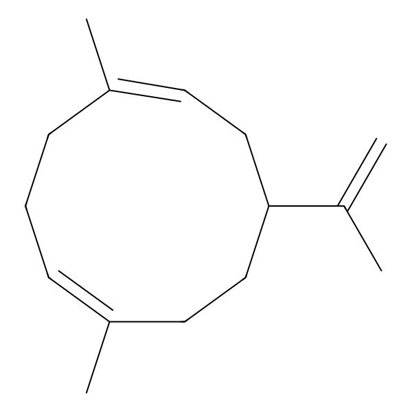 2D Structure of (1Z,5E)-1,5-dimethyl-8-prop-1-en-2-ylcyclodeca-1,5-diene