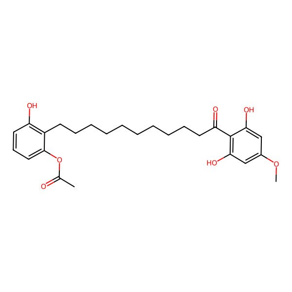 2D Structure of [2-[11-(2,6-dihydroxy-4-methoxy-phenyl)-11-oxo-undecyl]-3-hydroxy-phenyl] Acetate
