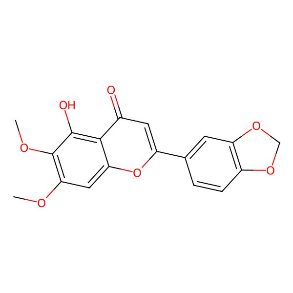 2D Structure of 2-(1,3-Benzodioxol-5-yl)-5-hydroxy-6,7-dimethoxychromen-4-one