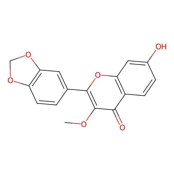 2D Structure of 2-(1,3-Benzodioxol-5-yl)-7-hydroxy-3-methoxychromen-4-one