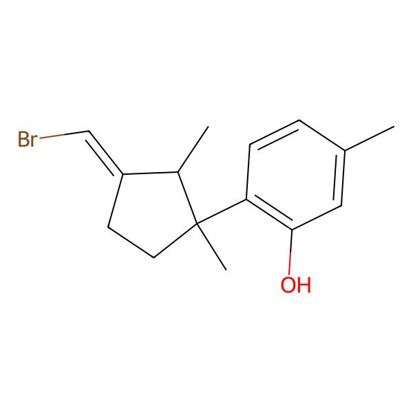 2D Structure of 2-[(1R,2R)-1,2-Dimethyl-3-(bromomethylene)cyclopentyl]-5-methylphenol