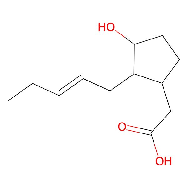 2D Structure of 2-[(1R,2S)-3-hydroxy-2-[(Z)-pent-2-enyl]cyclopentyl]acetic acid