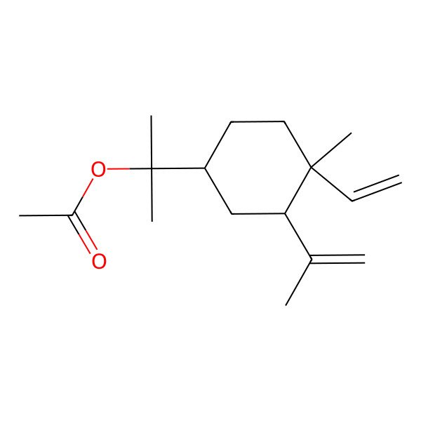 2D Structure of 2-[(1R,3S,4S)-4-ethenyl-4-methyl-3-prop-1-en-2-ylcyclohexyl]propan-2-yl acetate