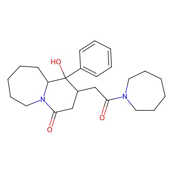2D Structure of 2-(2-Azepan-1-yl-2-oxoethyl)-1-hydroxy-1-phenyl-octahydro-pyrido[1,2-a]azepin-4-one