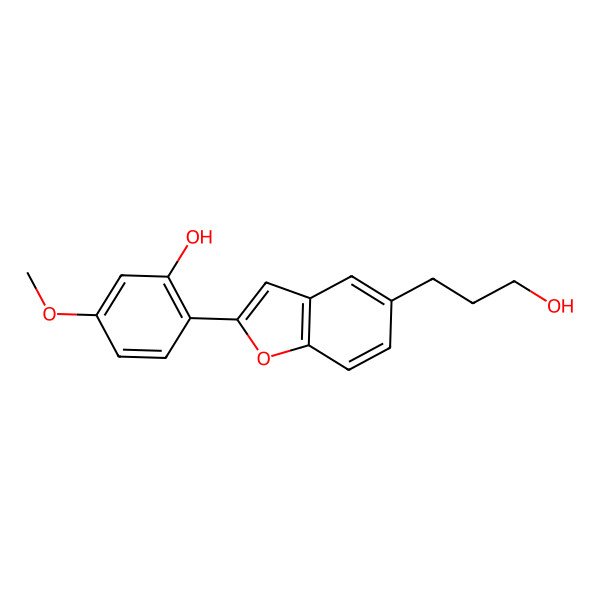 2D Structure of 2-(2-Hydroxy-4-methoxyphenyl)-5-(3-hydroxypropyl)benzofuran 2D Structure of 2-(2-Hydroxy-4-methoxyphenyl)-5-(3-hydroxypropyl)benzofuran