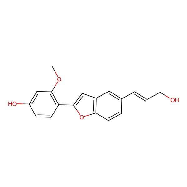 2D Structure of 2-(2-Methoxy-4-hydroxyphenyl)-5-[(E)-3-hydroxy-1-propenyl]benzofuran