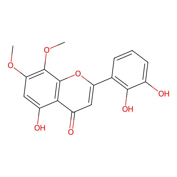 2D Structure of 2-(2,3-Dihydroxyphenyl)-5-hydroxy-7,8-dimethoxychromen-4-one