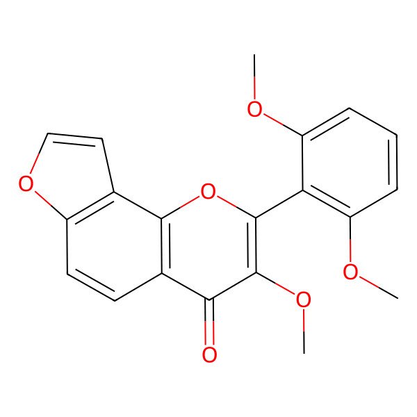 2D Structure of 2-(2,6-Dimethoxyphenyl)-3-methoxyfuro[2,3-h]chromen-4-one