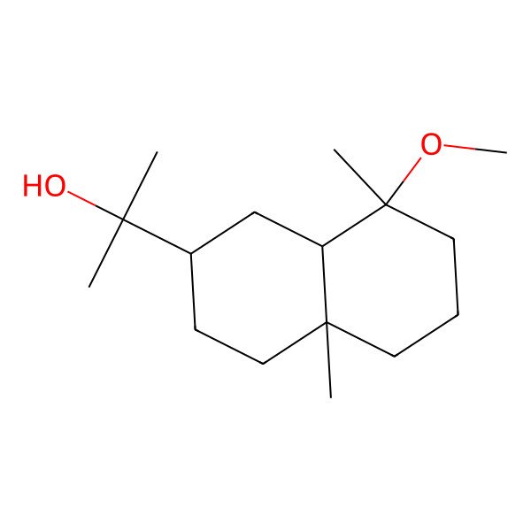 2D Structure of 2-[(2R,4aR,8R,8aR)-8-methoxy-4a,8-dimethyl-1,2,3,4,5,6,7,8a-octahydronaphthalen-2-yl]propan-2-ol