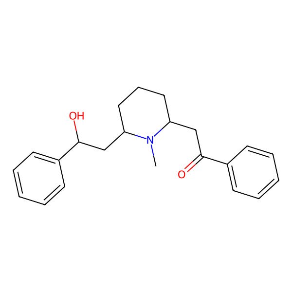 2D Structure of 2-[(2R,6S)-6-[(2R)-2-hydroxy-2-phenylethyl]-1-methylpiperidin-2-yl]-1-phenylethanone