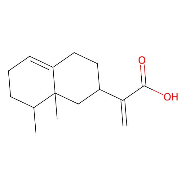 2D Structure of 2-[(2R,8S,8aR)-8,8a-dimethyl-2,3,4,6,7,8-hexahydro-1H-naphthalen-2-yl]prop-2-enoic acid