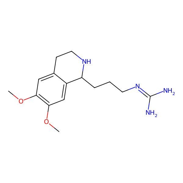 2D Structure of 2-[3-[(1S)-6,7-dimethoxy-1,2,3,4-tetrahydroisoquinolin-1-yl]propyl]guanidine